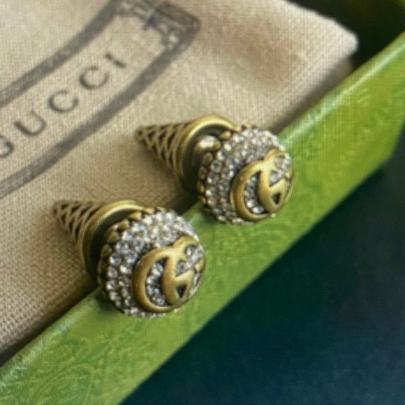 Gucci Gold Plated Crystal Studs - Picture 4 of 14